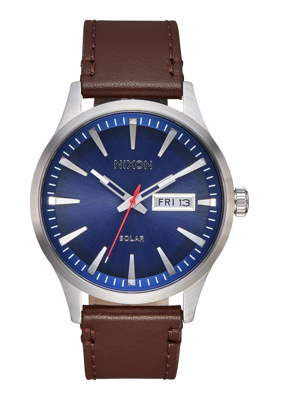 Sentry Solar Leather - Navy Sunray / Silver View 1