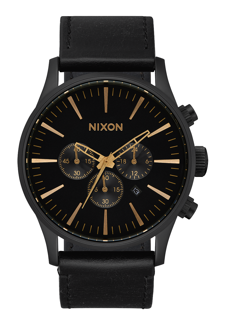 Sentry Chrono Leather - Matte Black / Gold / Black View 1