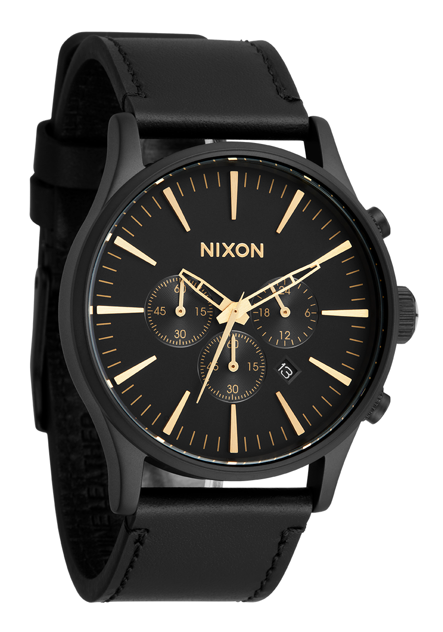 Sentry Chrono Leather - Matte Black / Gold / Black View 2