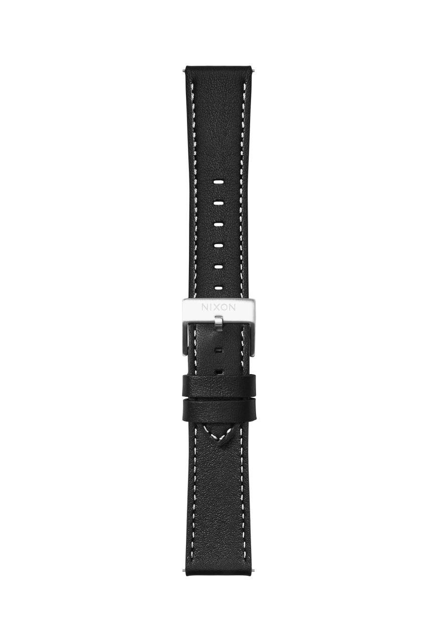 20mm Stitched Leather Band - Black View 2