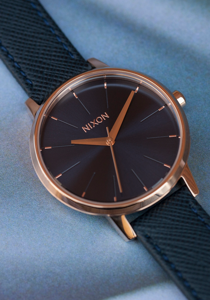 Kensington Leather - Navy / Rose Gold View 6