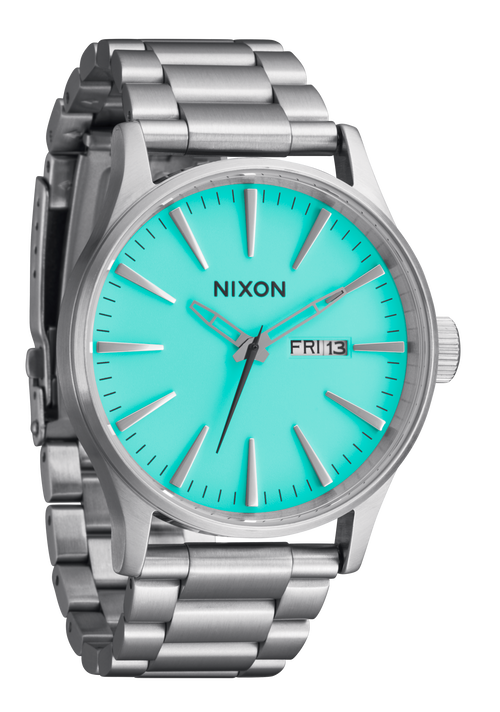 
Nixon Sentry Stainless Steel Watch - Analog - Silver / Turquoise - View 2