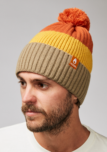 Schrader Pom Beanie - Vintage Orange Multi View 3