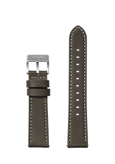 23mm Stitched Leather Band - Dark Olive