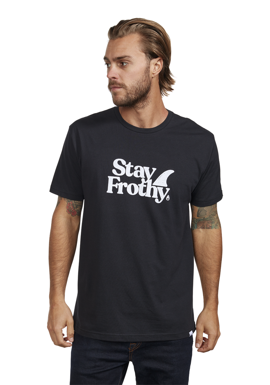 Stay Frothy Repreve® T-Shirt - Black / White View 3