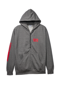 Track Zip Hoodie - Dark Heather Gray / Red