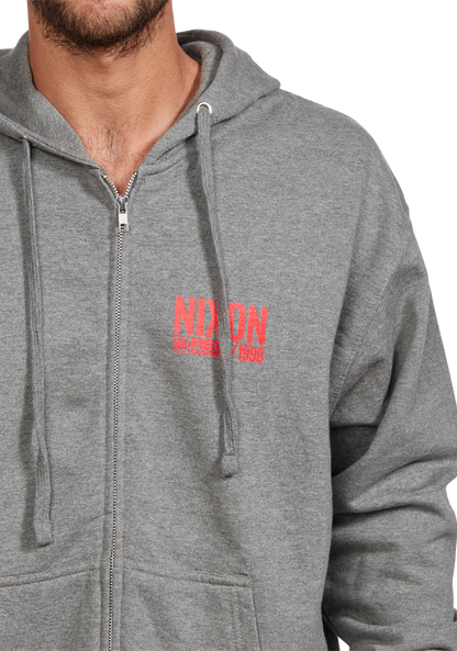 Track Zip Hoodie - Dark Heather Gray / Red View 6